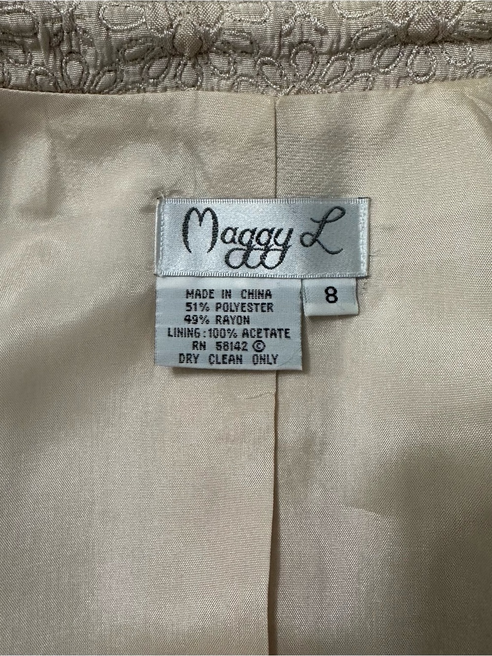 Maggy L Skirt Suit Size 8 Light Pink Floral Brocade Jacquard Blazer 2 Pc Set - Picture 4 of 15